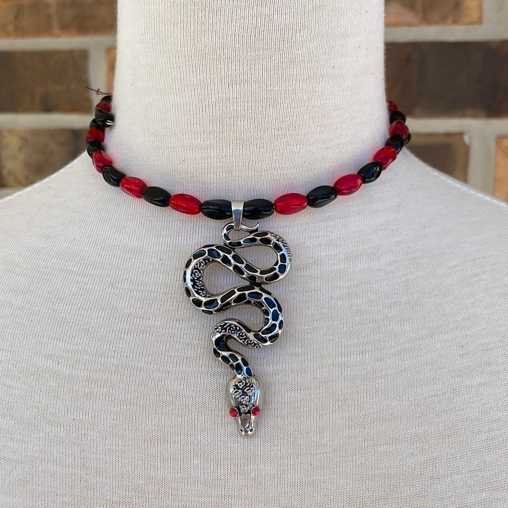 Handmade Snake Pendant Wrap Around Necklace